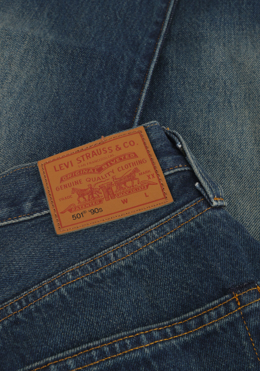 Donkerblauwe LEVI'S Straight leg jeans 501 90'S EDUCATE IN ARTS SELVEDGE - large