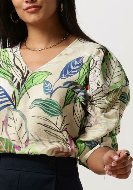 Zand JANSEN AMSTERDAM Top WB180 PRINTED WRINKEL DETAIL SHORT SLEEVE TOP - large