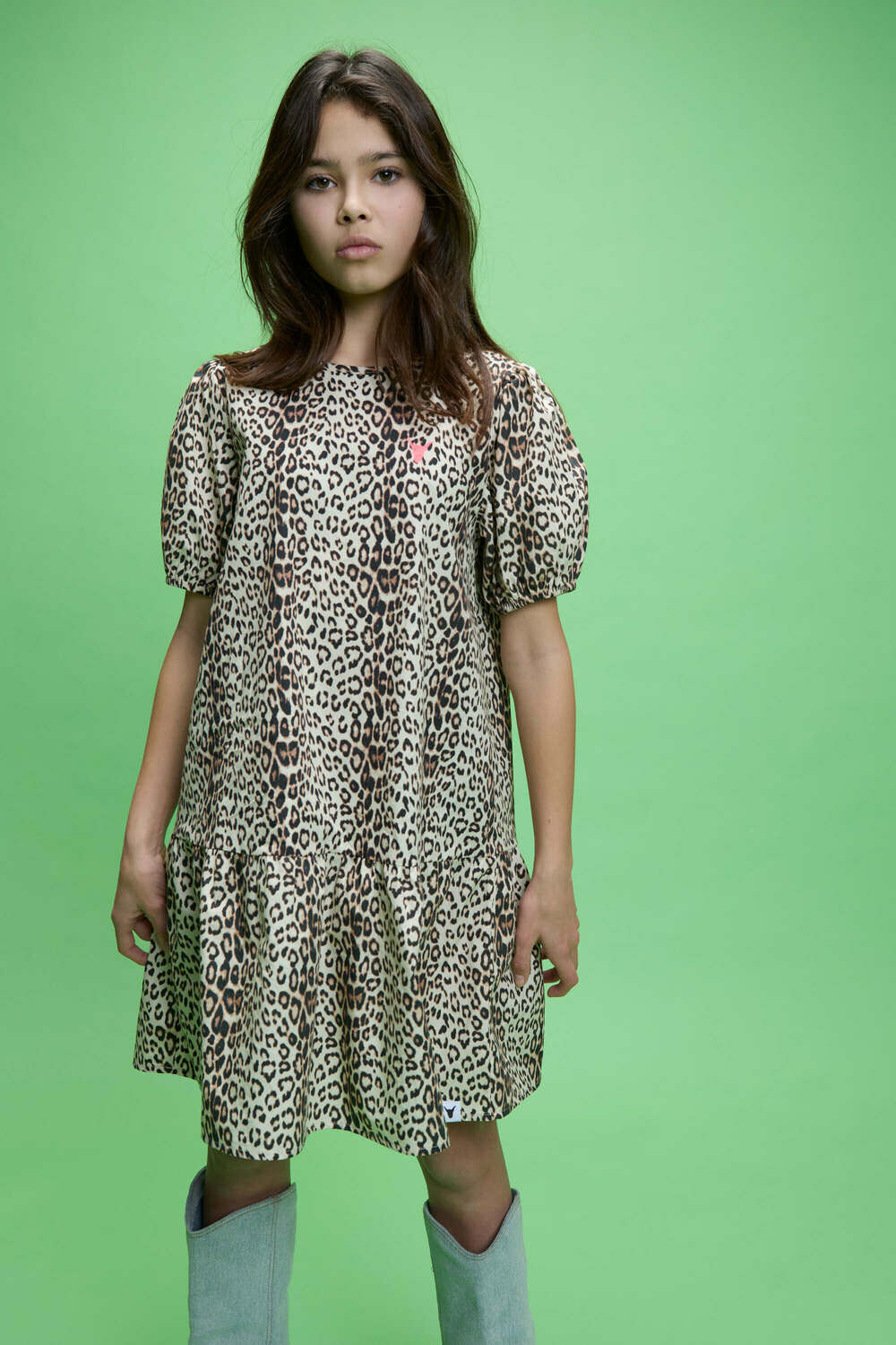 Bruine ALIX MINI Mini jurk WOVEN LEOPARD DRESS - large