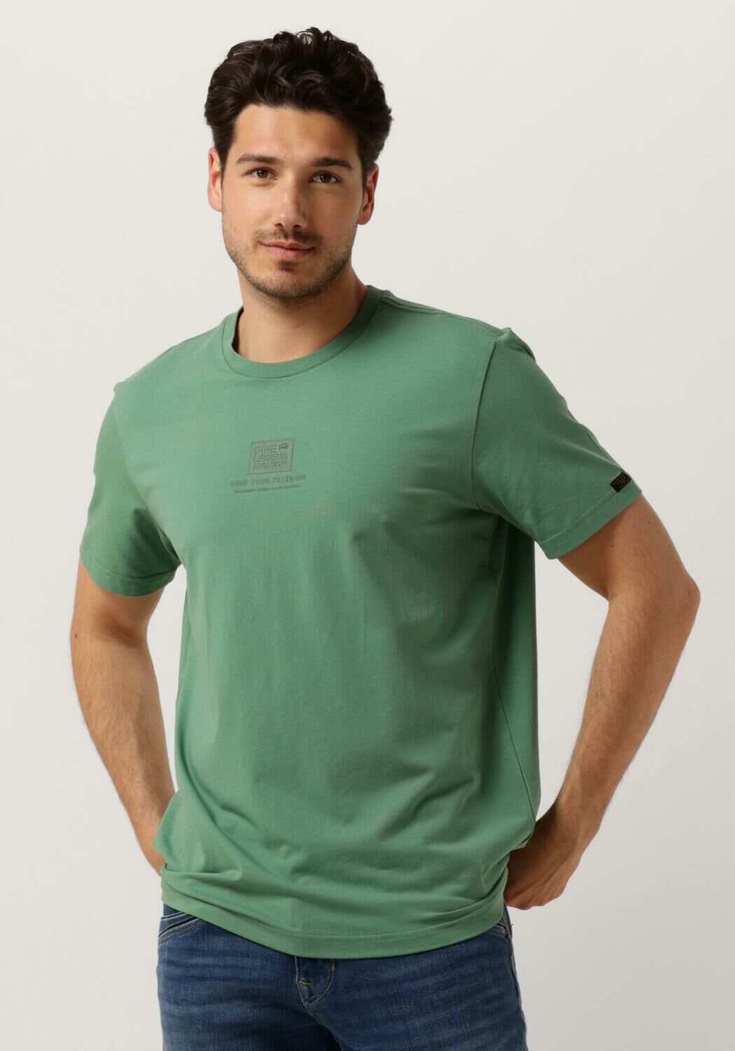 PME LEGEND Heren Polo's & T-shirts Short Sleeve R-neck Cotton Elastan Jersey Groen