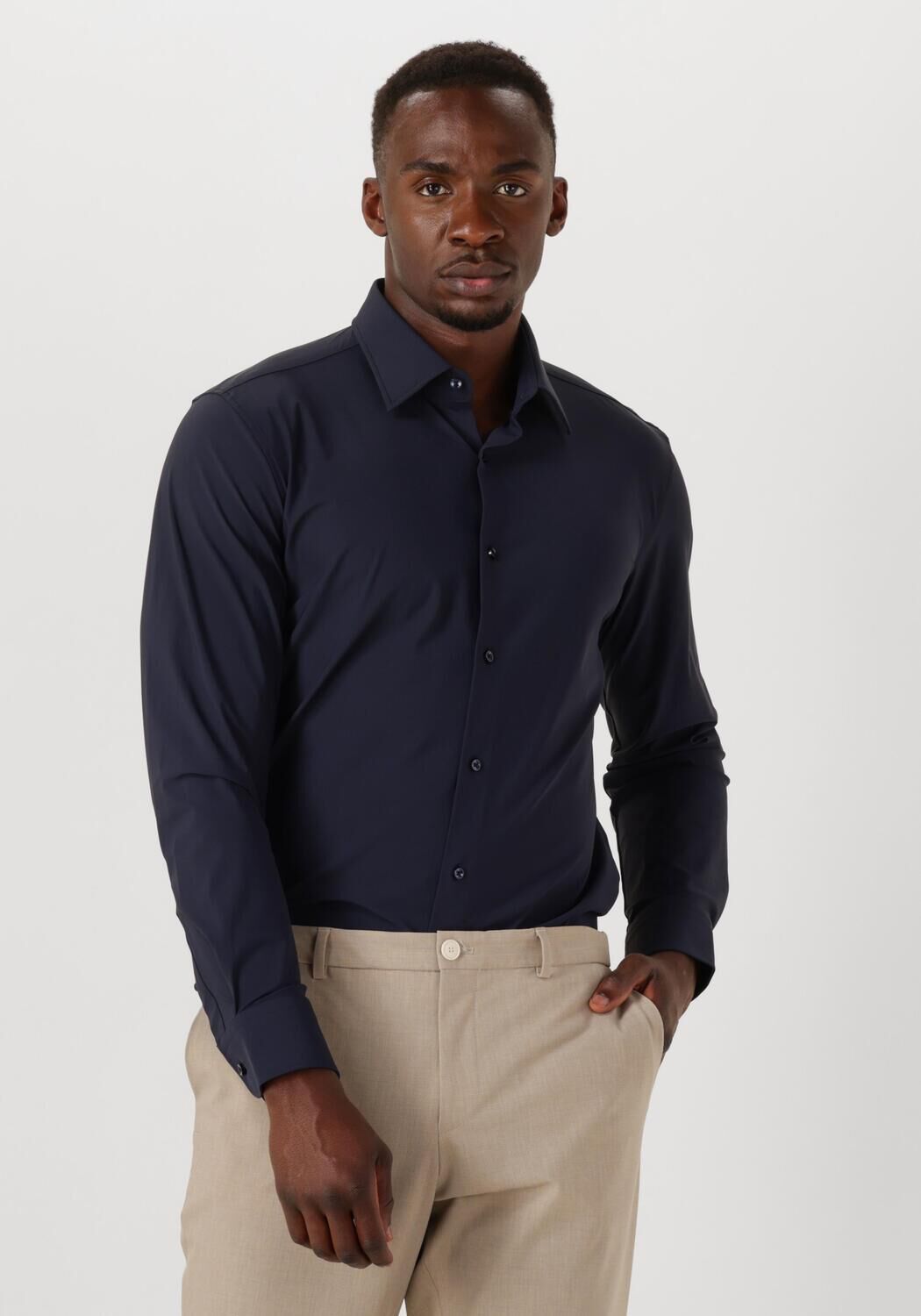 BOSS BLACK Heren Overhemden P-hank-kent-c1-222 Donkerblauw