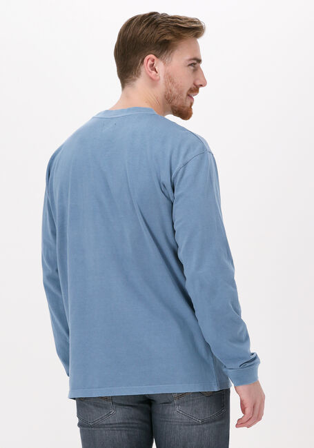 Blauwe EDWIN Polo / T-shirt HANADOROBO V NATURAL TS LS - large