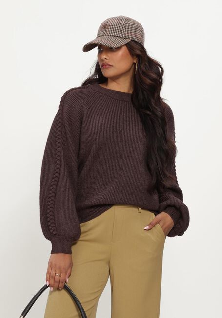 Bruine OBJECT Trui OBJHANNAH L/S RE KNIT PULLOVER NOOS - large