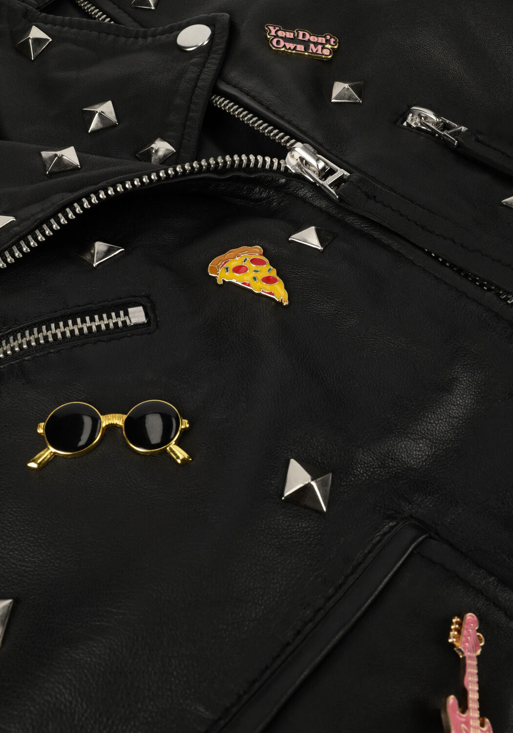 Zwarte GOOSECRAFT Leren jas GC MARLY STUDS BIKER - large