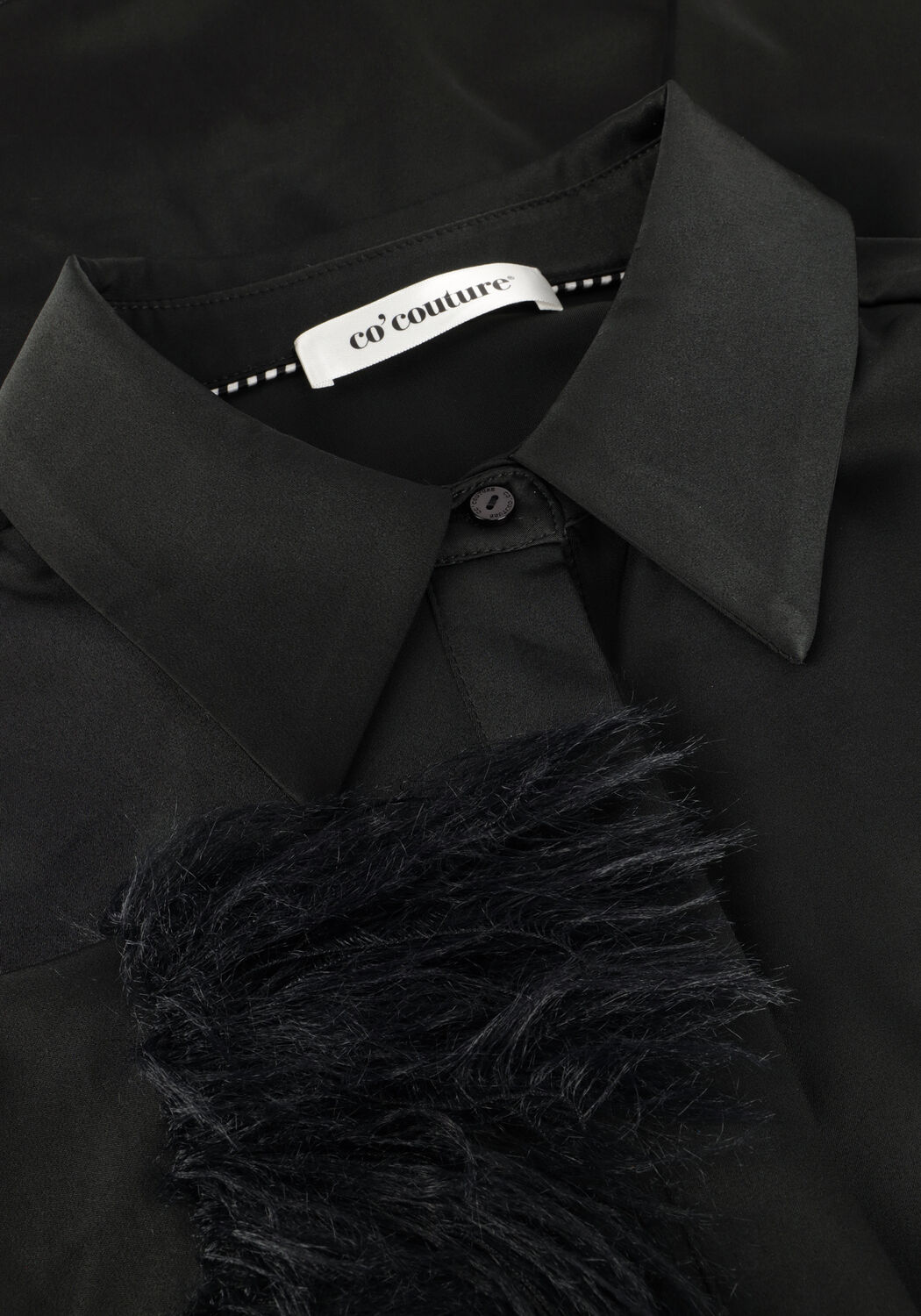 Zwarte CO'COUTURE Mini jurk ADNA CC FEATHER SHIRT - large
