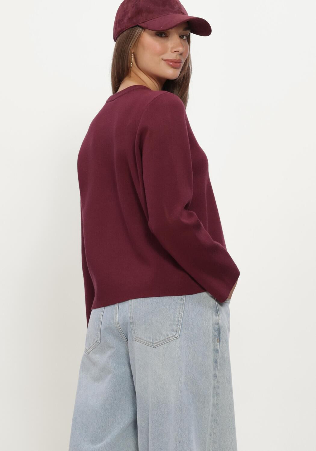 Bordeaux OBJECT Trui OBJREYNARD O-NECK PULLOVER - large