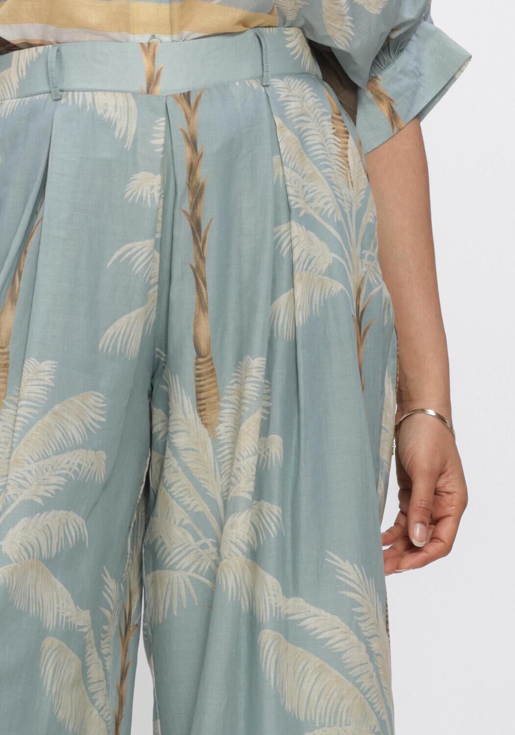 Blauwe SUMMUM Broeken TROUSERS PALMTREE PRINT SINGLE BORDER - large