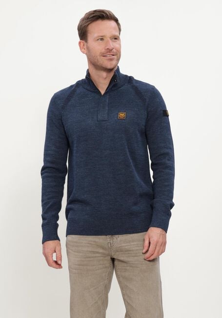 Donkerblauwe PME LEGEND Trui HALF ZIP COLLAR COTTON RIB - large