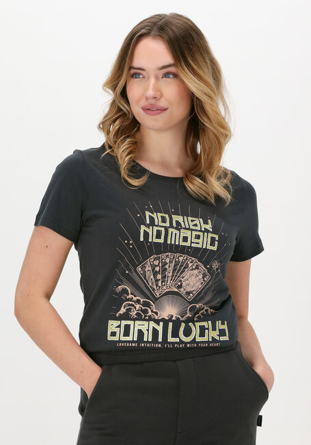 Grijze COLOURFUL REBEL T-shirt BORN LUCKY GLITTER CLASSIC TEE - large