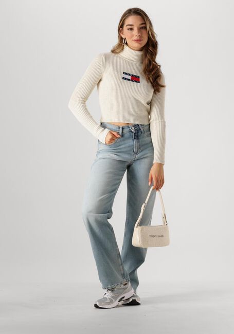Beige TOMMY JEANS Coltrui TJW MELANGE TRTLNCK FLAG SWEATER - large