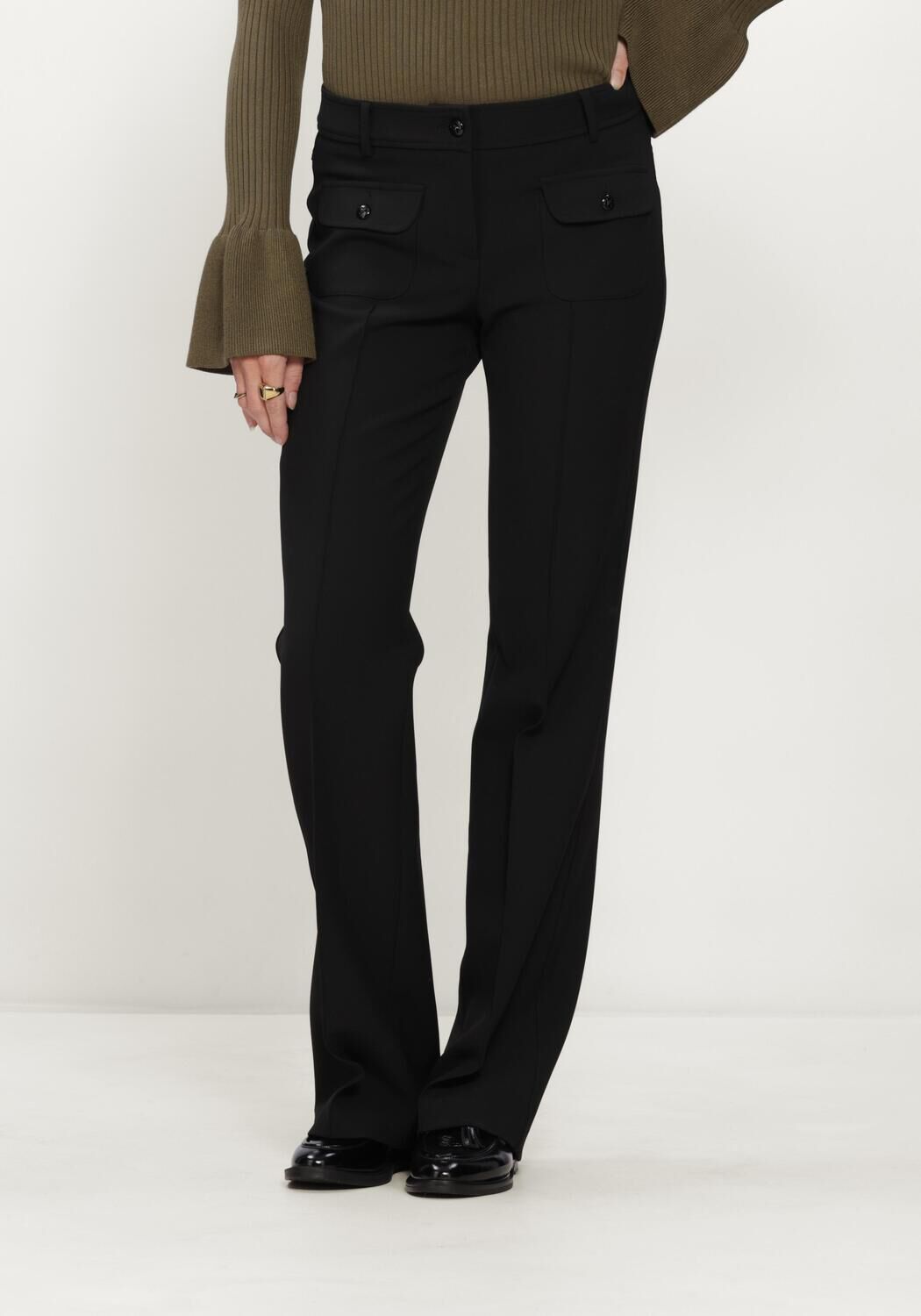 Zwarte CAMBIO Broeken FARAH POCKET LONG WOOL SUBSTITURE DOUBLE