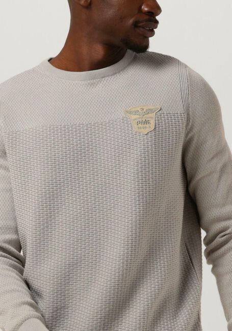 Grijze PME LEGEND Trui R-NECK COTTON PLATED - large