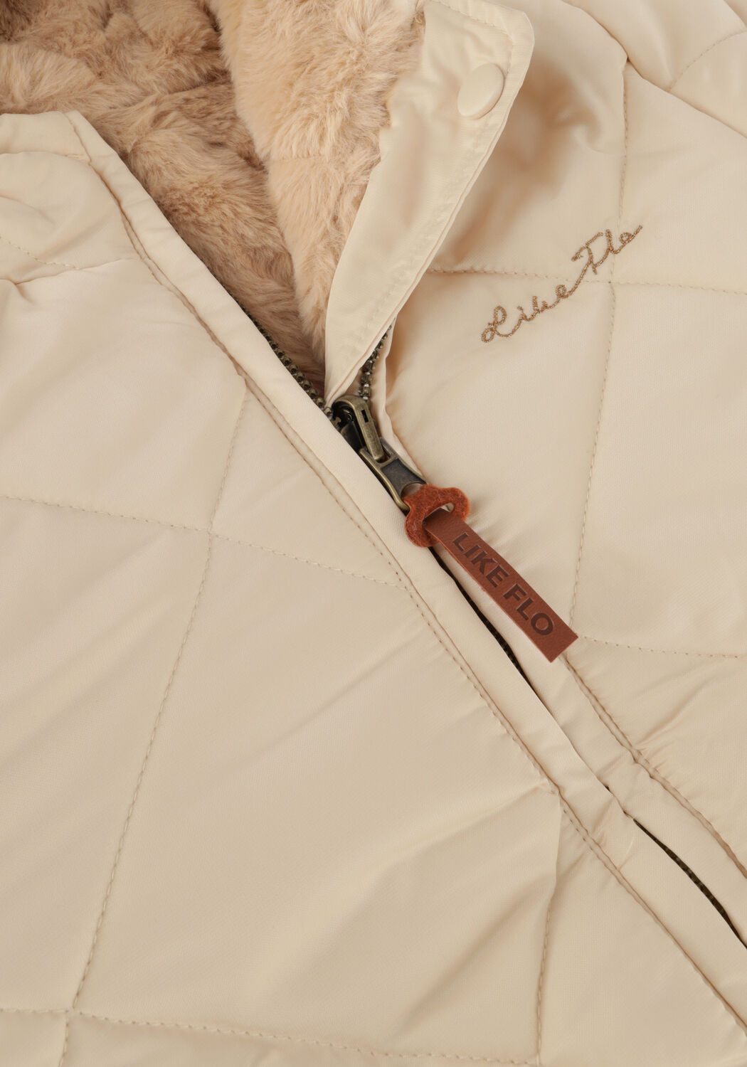 Beige LIKE FLO Faux fur jas FLO GIRLS REVERSIBLE HOODED LONG JACKET FANCY QUILTING - large