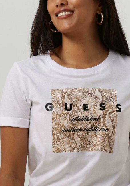 Witte GUESS T-shirt SS RN PYTHON TEE - large
