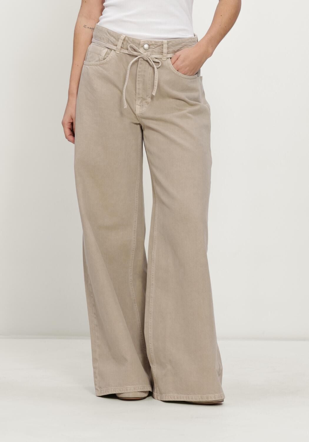 Khaki MY ESSENTIAL WARDROBE Wijde broek MWKARO 175 MID X-WIDE - large