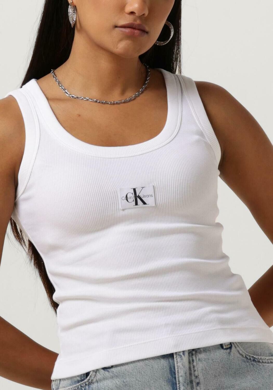 CALVIN KLEIN Dames Tops & T-shirts Woven Label Rib Tank Top Wit