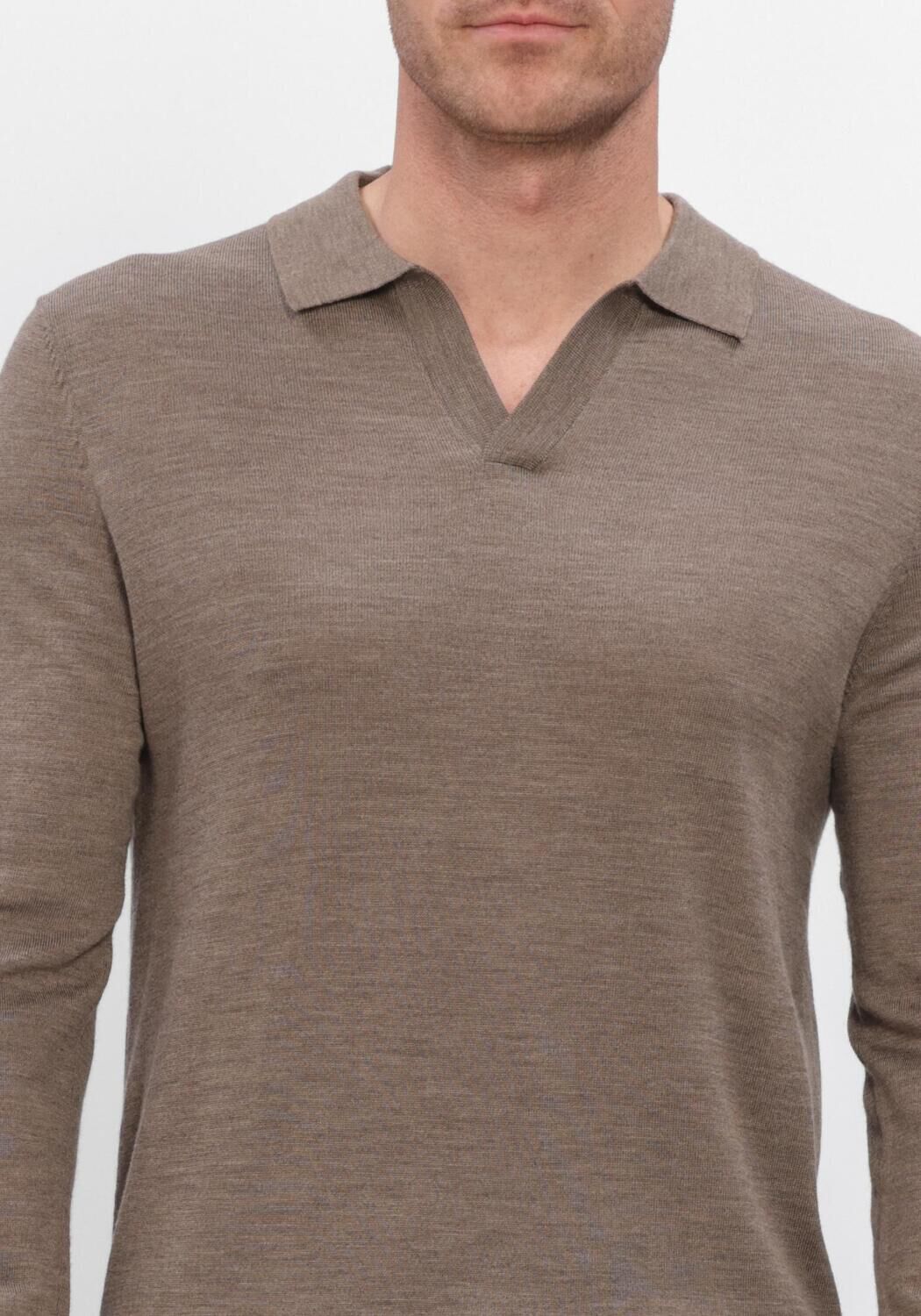 PROFUOMO Heren Truien & Vesten Polo Open Collar Ls Extrafine Merino Taupe