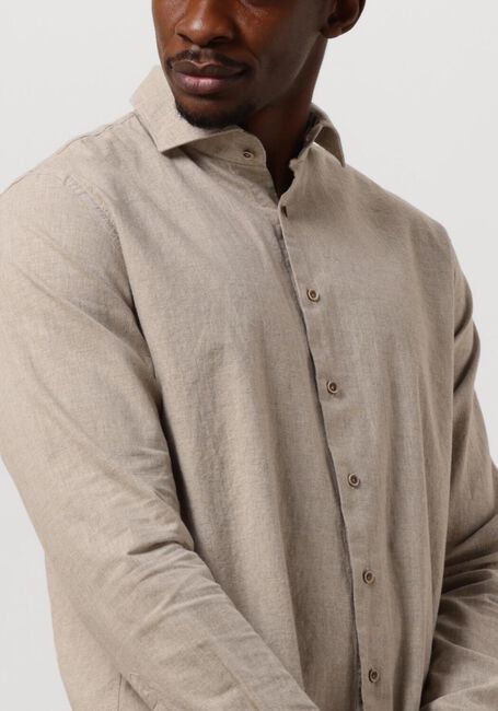 Beige PROFUOMO Klassiek overhemd SHIRT CUTAWAY SC COTTON LINNEN - large