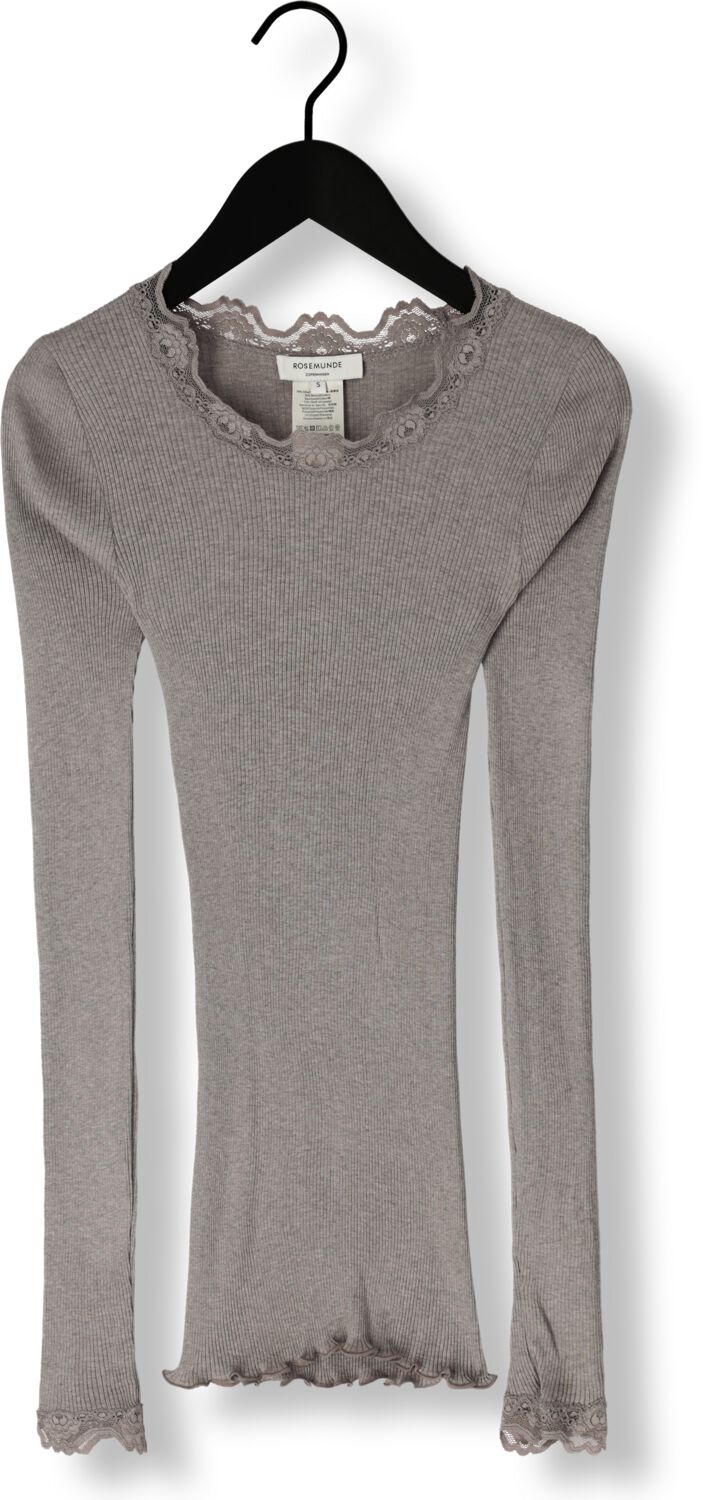 ROSEMUNDE Dames Tops & T-shirts Babette Silk T-shirt Lace Lichtgrijs