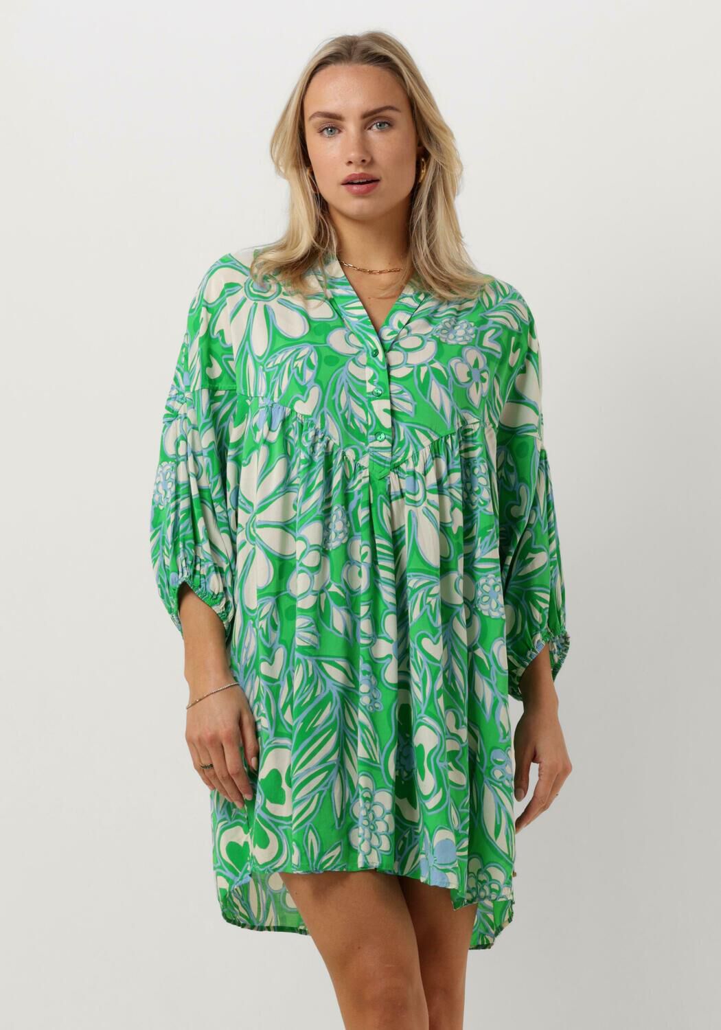 Fabienne Chapot Groene Streisand V-Hals Ruffle Jurk Green Dames