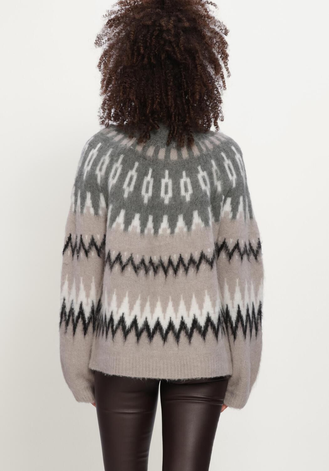 Grijze OBJECT Trui OBJJAADE DIANA L/S LO KNIT PULLOVER 147 - large