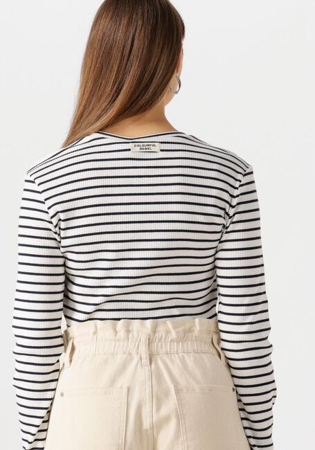 Witte COLOURFUL REBEL T-shirt JESSIE STRIPE RIB LONG SLEEVE TOP - large