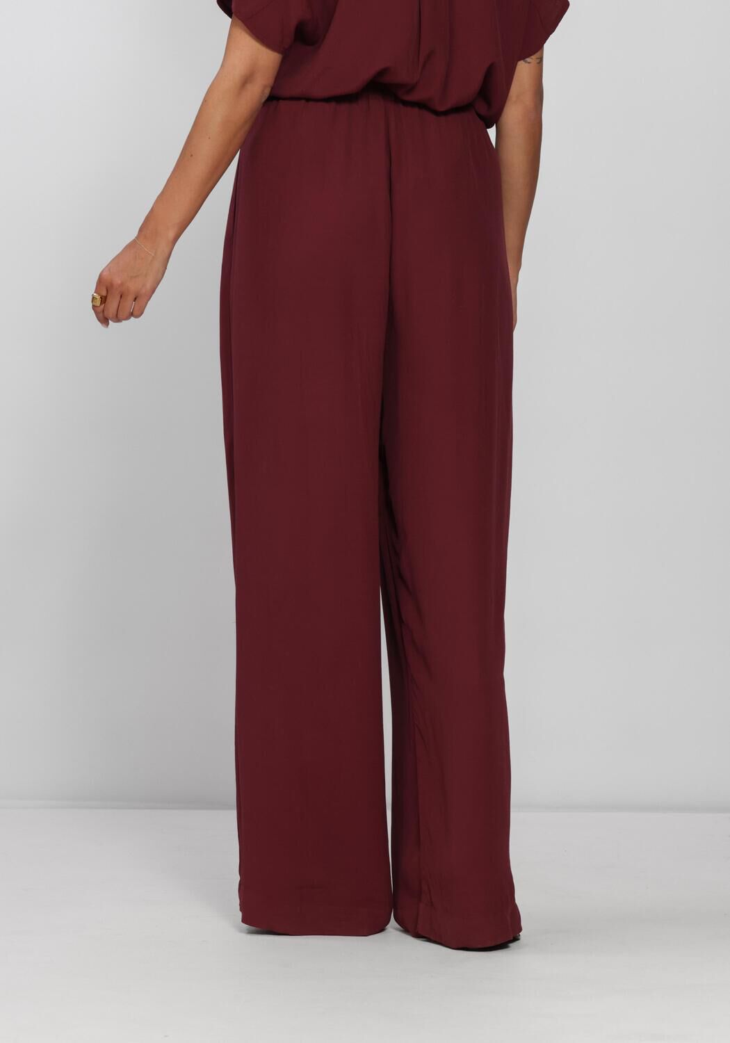 Bordeaux BY-BAR Wijde broek BENJI VISCOSE PANTS - large