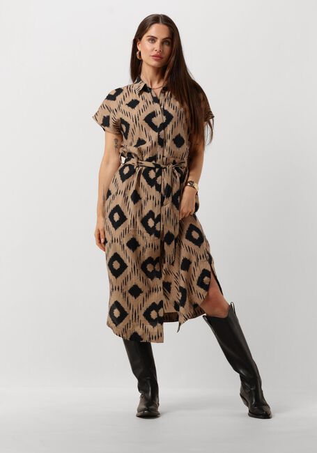 Bruine OBJECT Midi jurk OBJBERRY S/S LONG DRESS - large