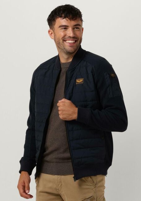 Donkerblauwe PME LEGEND Jack ZIP JACKET OTTOMAN MIXED PADDED NYLON - large