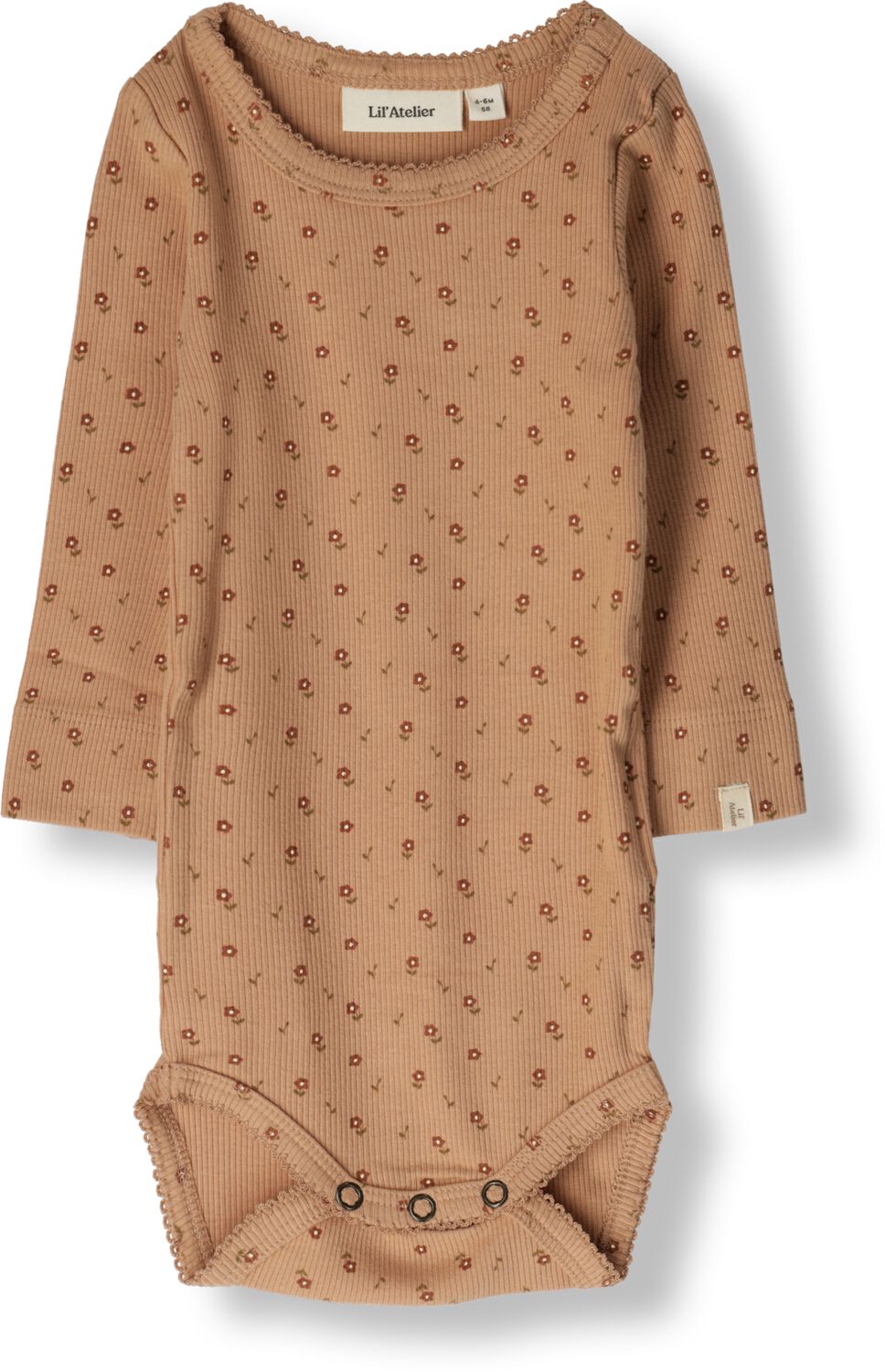 LIL' ATELIER BABY romper NBFGAGO nougat Bruin Meisjes Katoen Ronde hals 74