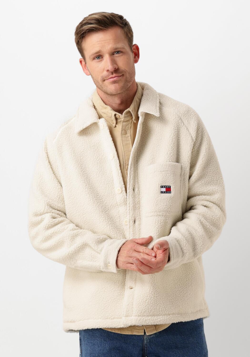 TOMMY JEANS Heren Jassen Tjm Xs Badge Teddy Overshirt Wit