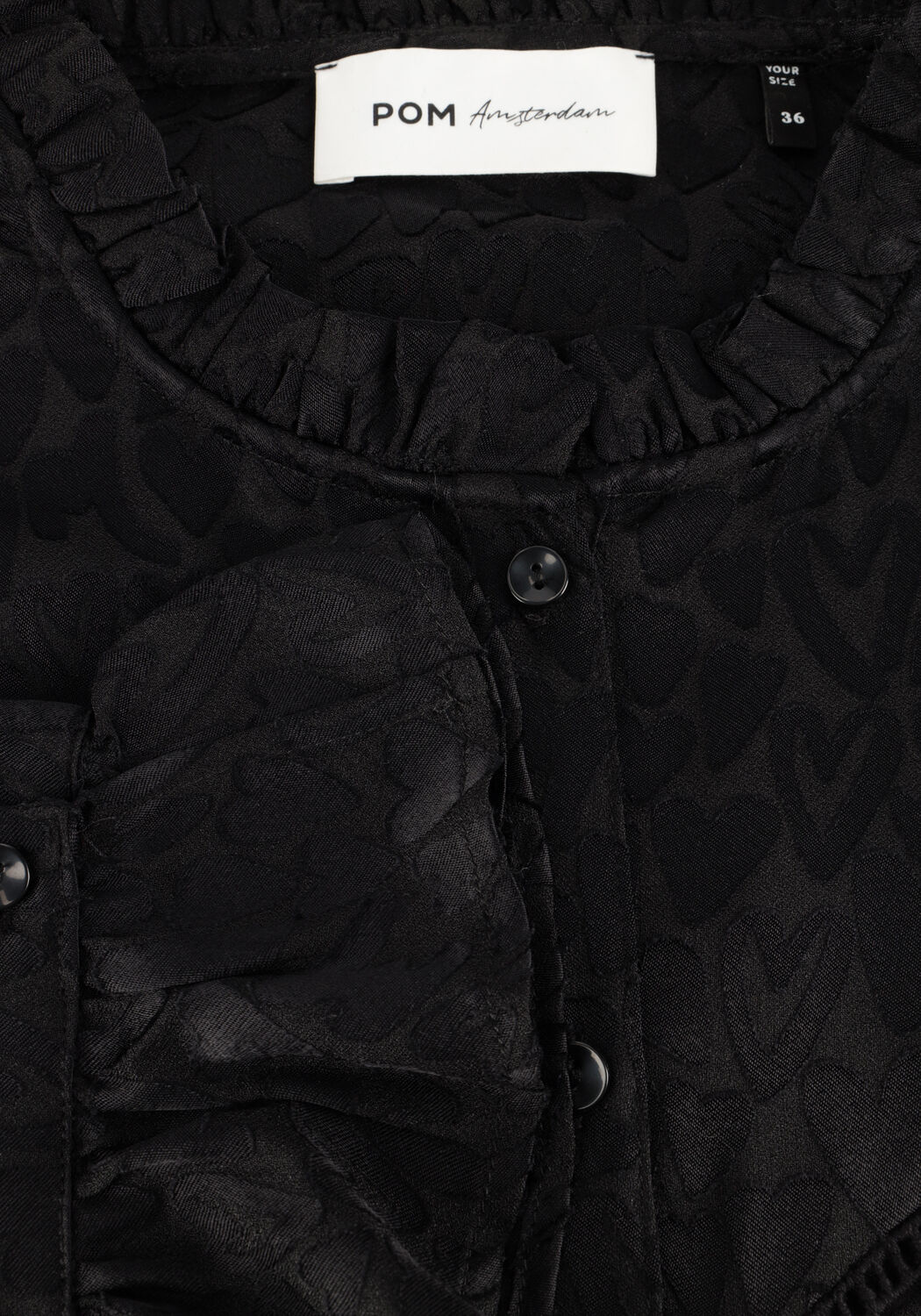 Zwarte POM AMSTERDAM Blouses BLOUSE - HEARTS BLACK - large