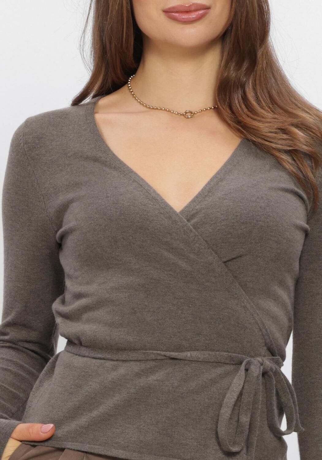 Taupe BOII STUDIOS Top MOSA WRAP KNIT - large