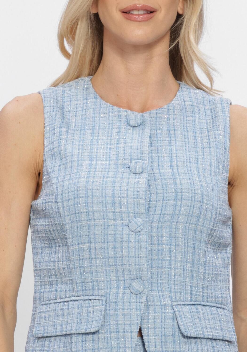 Blauwe Y.A.S. Blazers YASJOSE BOUCLE WAISTCOAT - large