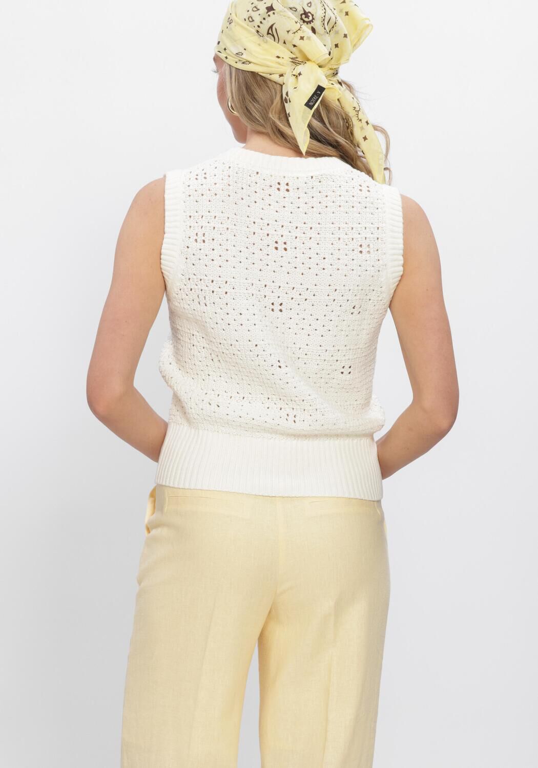 Beige SELECTED WOMEN Top SLFKARLA SL KNIT U-NECK TOP - large