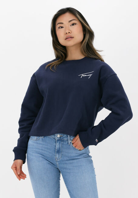 Donkerblauwe TOMMY JEANS Sweater TJW CROP TOMMY SIGNATURE CREW - large