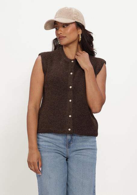 Bruine OBJECT Trui OBJSAGGIA RE KNIT VEST CARDIGAN NOOS - large