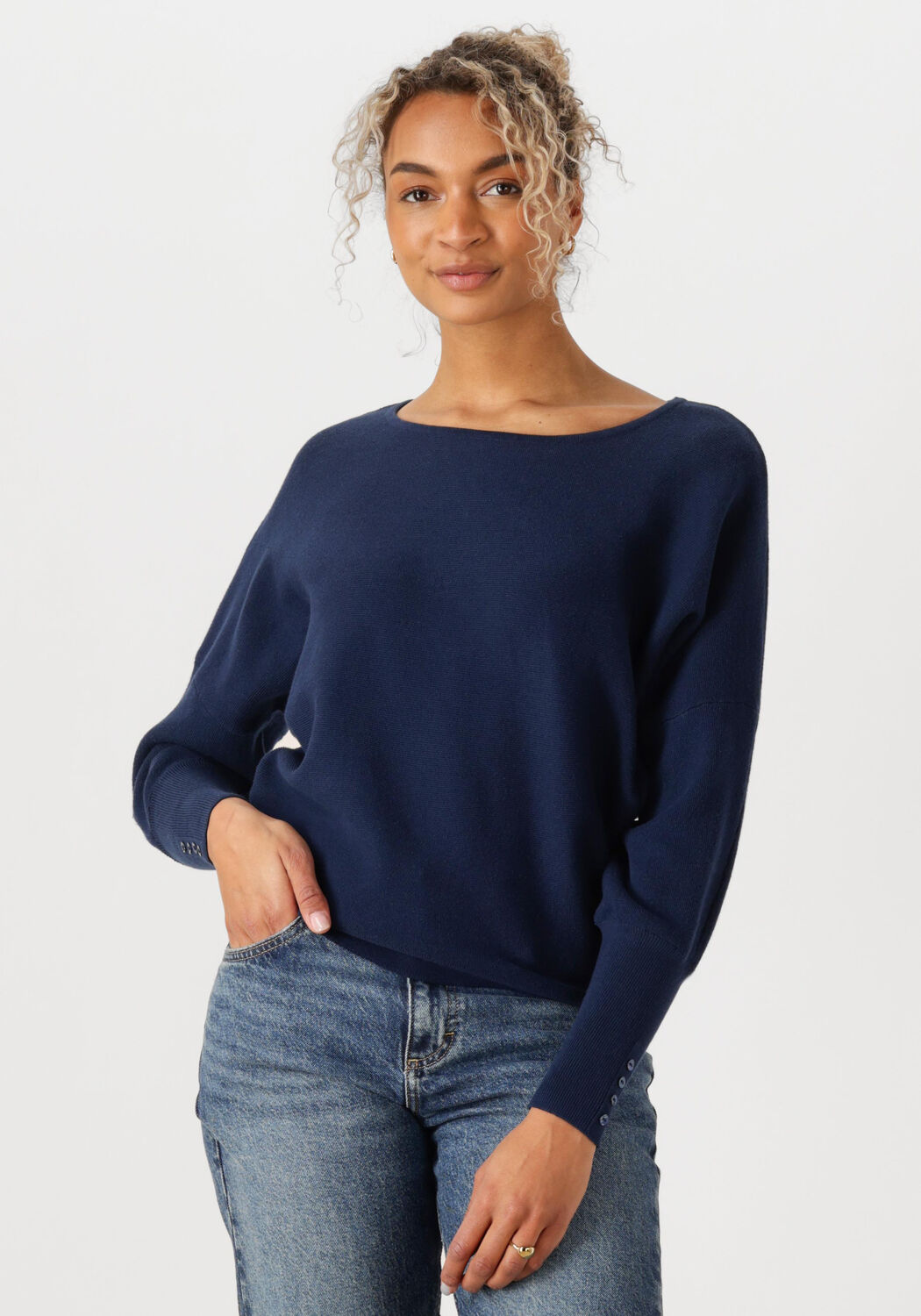 NUKUS Dames Truien & Vesten Batwing Pullover Plain Donkerblauw