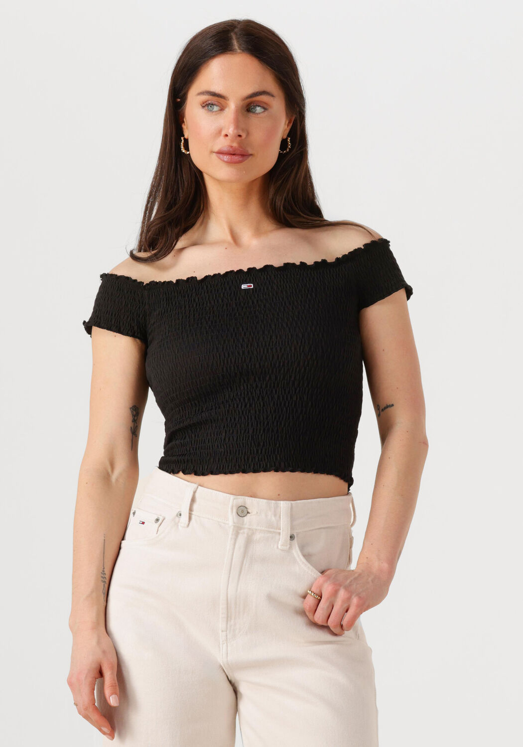 TOMMY JEANS Dames Tops & T-shirts Tjw Crp Smock Top Zwart
