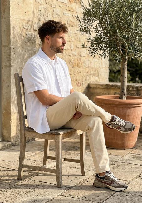 Witte CALVIN KLEIN Casual overhemd LINEN COTTON S/S SHIRT - large