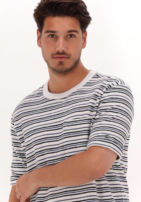 Blauwe CAST IRON T-shirt SHORT SLEEVE R-NECK RELAXED FIT BOUCLÉ STRIPE - large