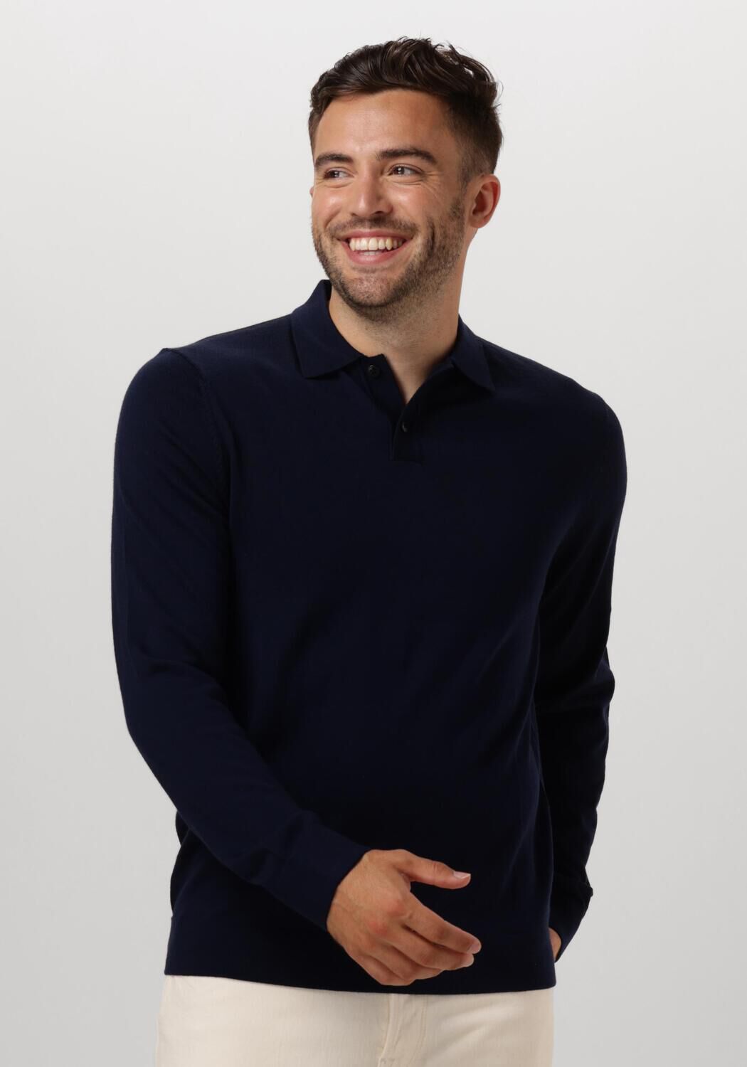 SELECTED HOMME Heren Truien & Vesten Slhtray Ls Knit Merino Polo Donkerblauw