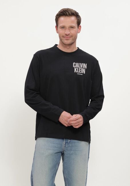 Zwarte CALVIN KLEIN T-shirt LS 30S EU BLOCK FRONT CALVIN TEE - large