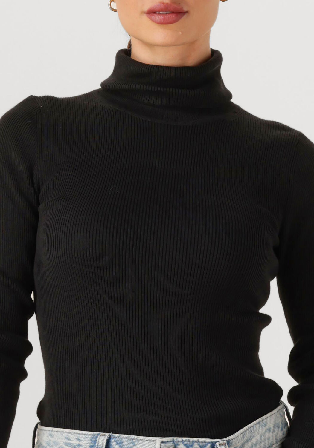 CALVIN KLEIN Dames Truien & Vesten Woven Label Roll Neck Zwart