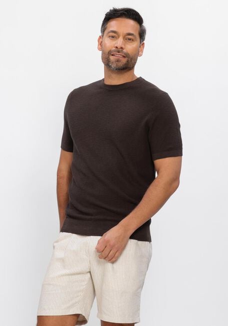 Bruine PROFUOMO T-shirt T-SHIRT CREW NECK COTTON LINEN - large