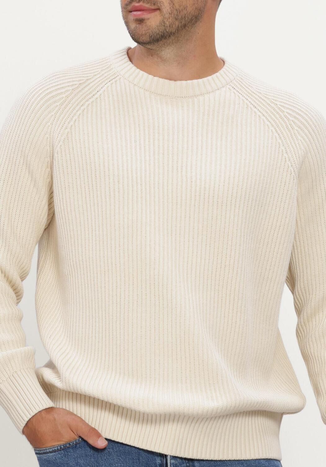 Beige SELECTED MEN Trui SLMBRAUN KNIT RIB CREW NECK NOOS - large