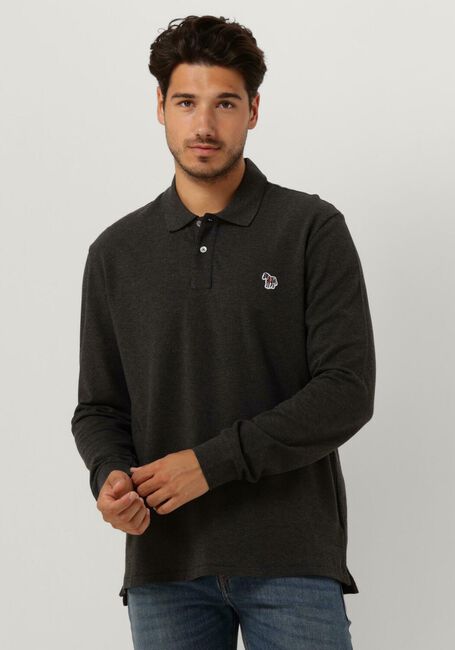 Grijze PS PAUL SMITH Polo MENS SLIM FIT LS POLO SHIRT ZEBRA - large