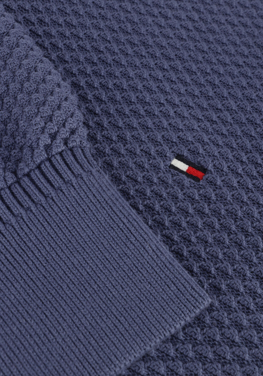 Blauwe TOMMY HILFIGER Trui OVAL STRUCTURE ZIP MOCK - large