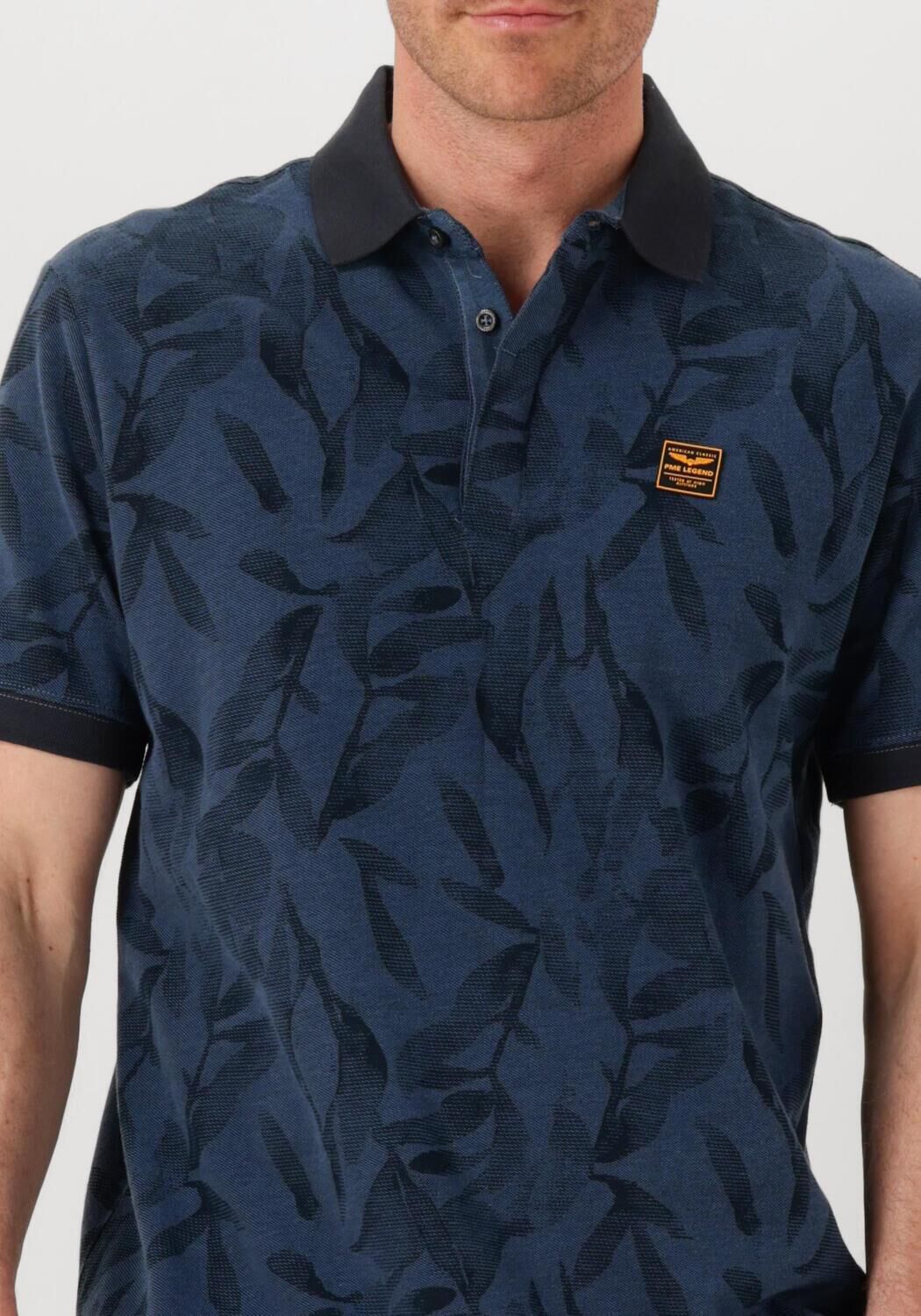 PME LEGEND Heren Polo's & T-shirts Two Tone Pique Printed Blauw
