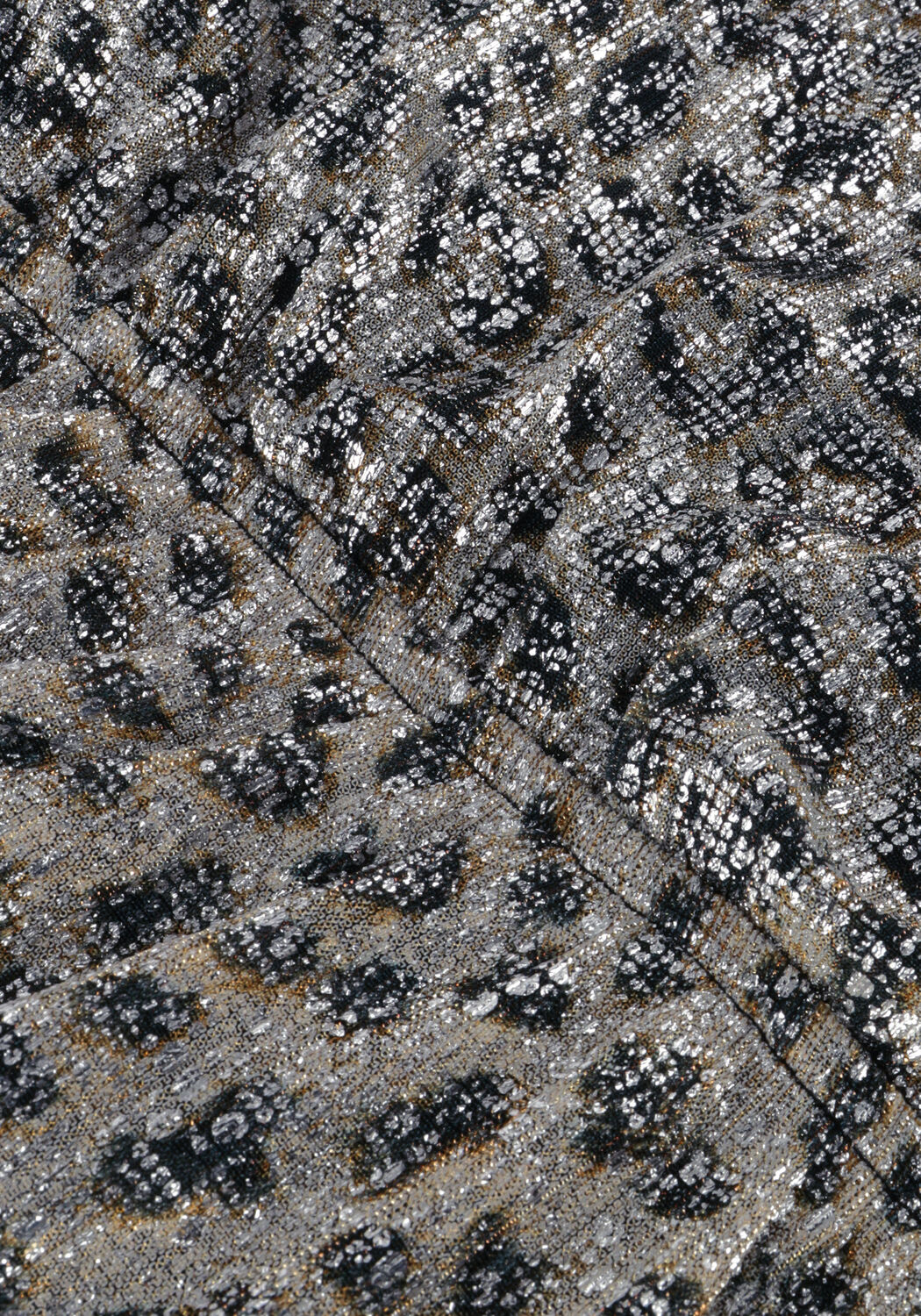 Zilveren ALIX THE LABEL Mini jurk LADIES KNITTED LEOPARD SHINY WRAP DRESS - large